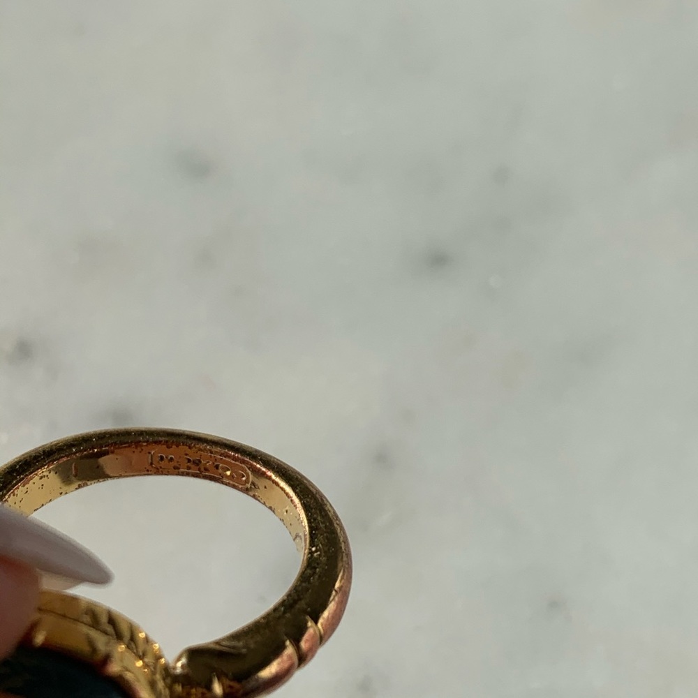 COACH Turquoise Stone Gold Statement Ring - Picture 3 of 5